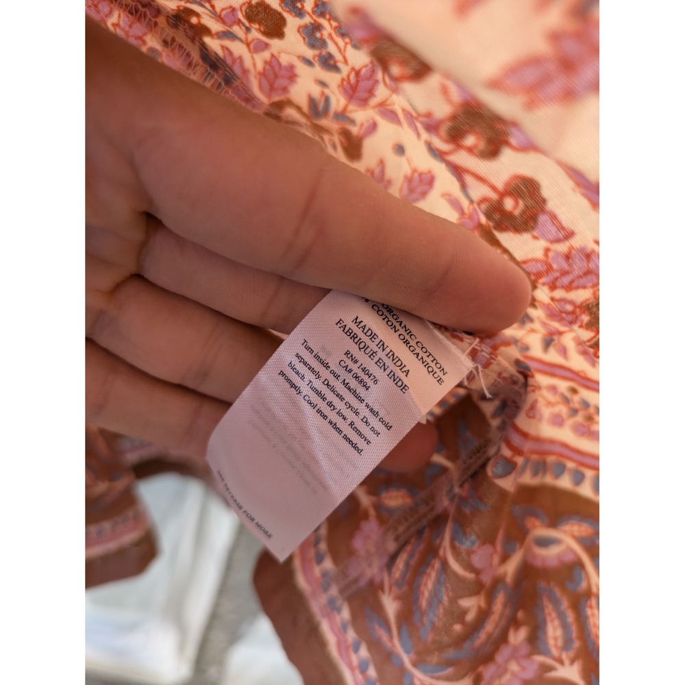 NEW Faherty Orinda Maxi Dress Women's L Earth Block Print Organic Cotton Tassel - Picture 10 of 12